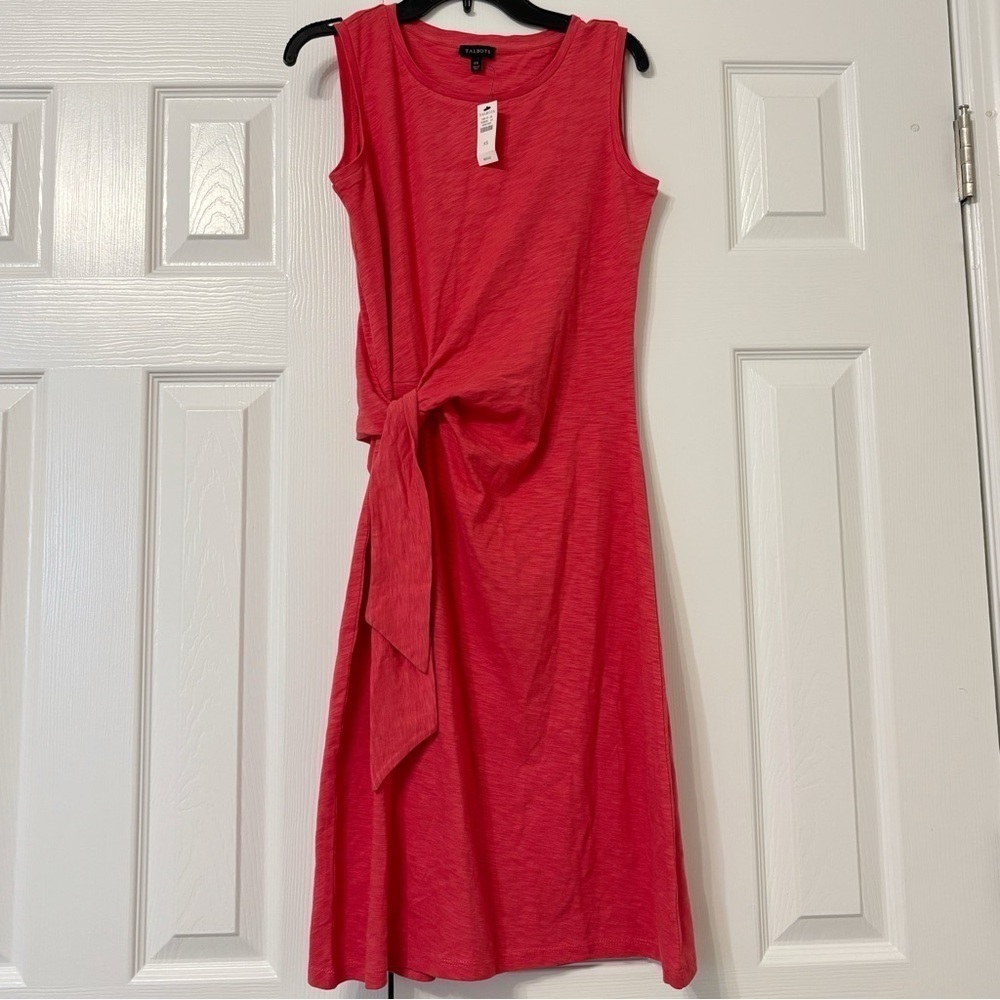NWT Talbots Side Tie Shift Dress In Coral Women's Size XS - Picture 1 of 7